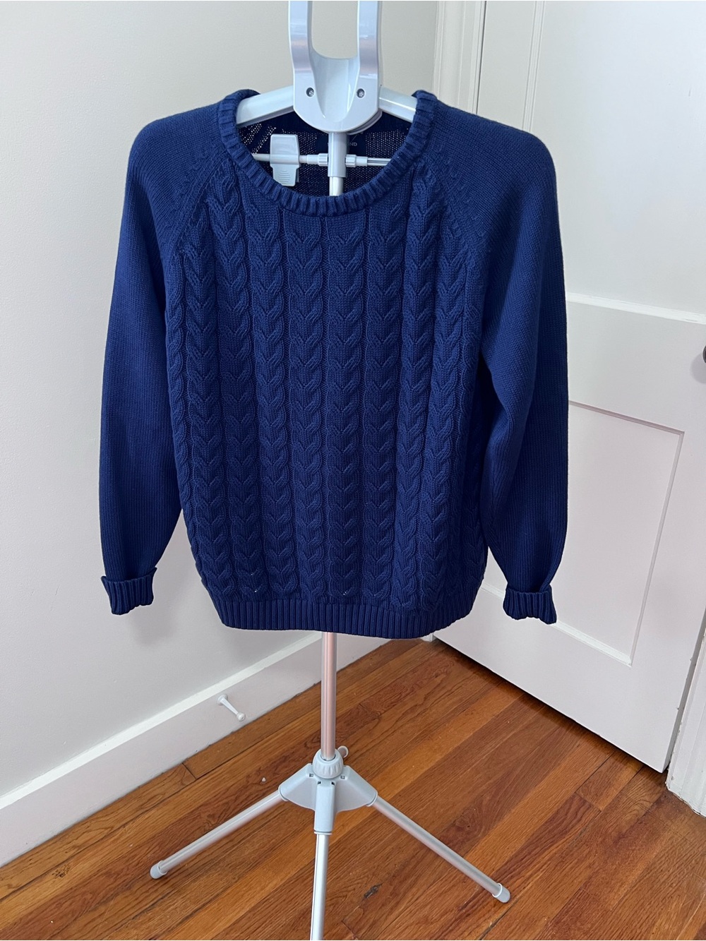 Lands' End Navy Drifter Cable Knit Sweater